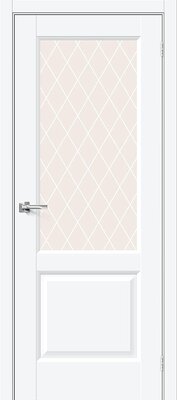 Межкомнатная дверь BRAVO Неоклассик-33 White Silk ПЭТ стекло White Сrystal