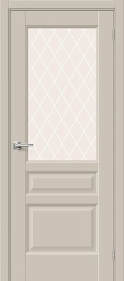 Межкомнатная дверь BRAVO Неоклассик-35 Cream Silk ПЭТ стекло White Сrystal