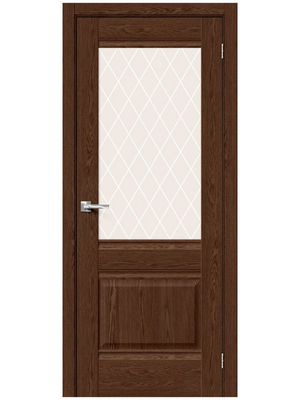 Межкомнатная дверь BRAVO Прима-3 Brown Dreamline Экошпон стекло White Сrystal