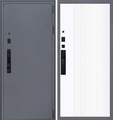 Входная дверь АСД "Беркут" (биометрический замок Smart lock Y23) Букле графит/Бетон светлый