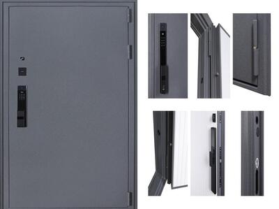 Входная дверь АСД "Беркут" (биометрический замок Smart lock Y23) Букле графит/Дуб галиф натуральный