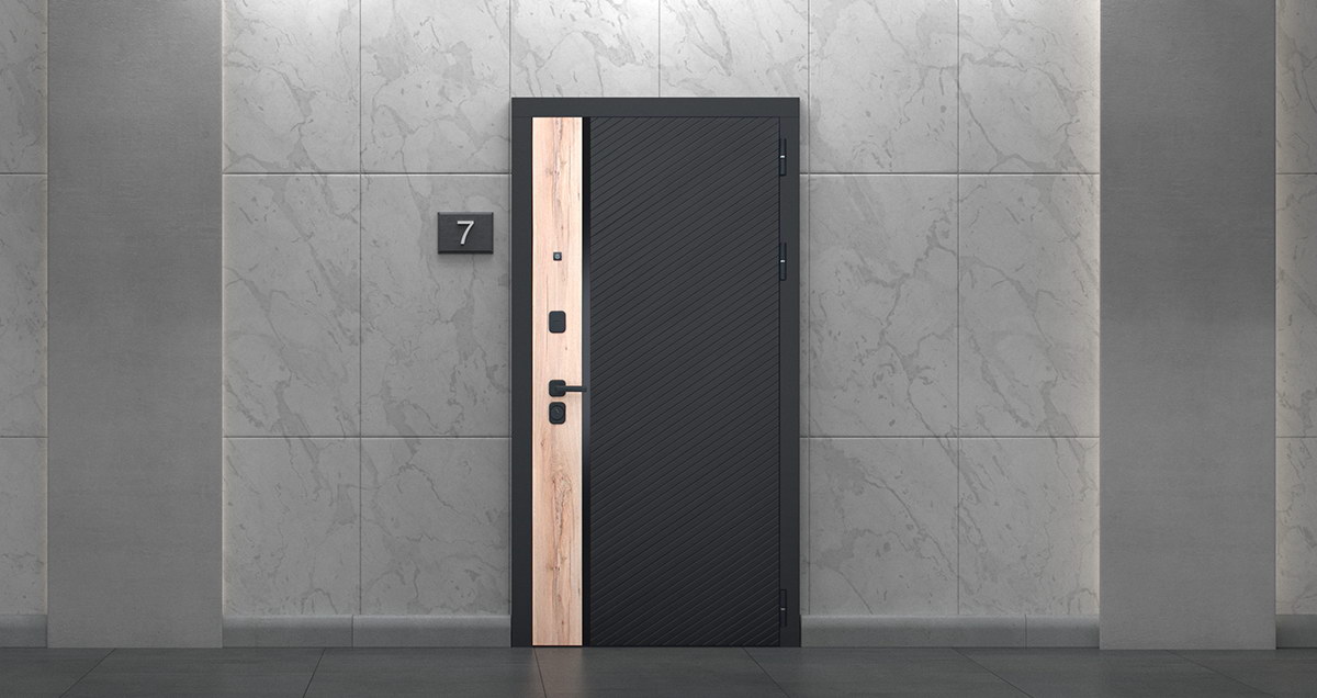 Входная дверь АСД "Фрегат" (биометрический замок Smart lock К06) Муар черный