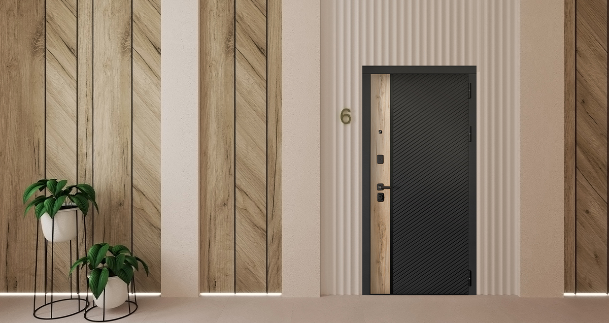 Входная дверь АСД "Фрегат" (биометрический замок Smart lock К06) Муар черный