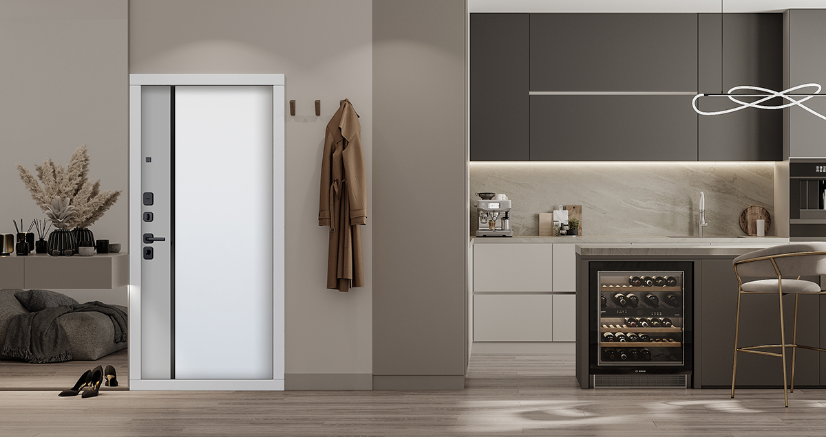 Входная дверь АСД "Фрегат" (биометрический замок Smart lock К06) Муар черный