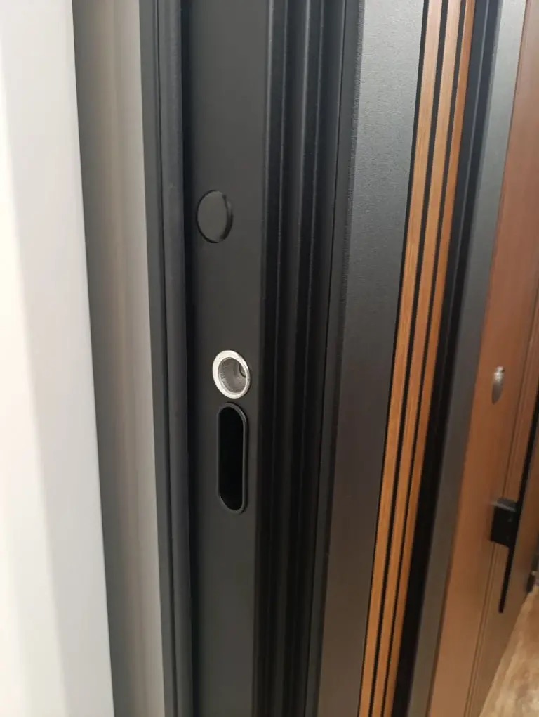 Входная дверь АСД "Матрикс" (биометрический замок Smart Lock H-11) Муар черный/Капучино