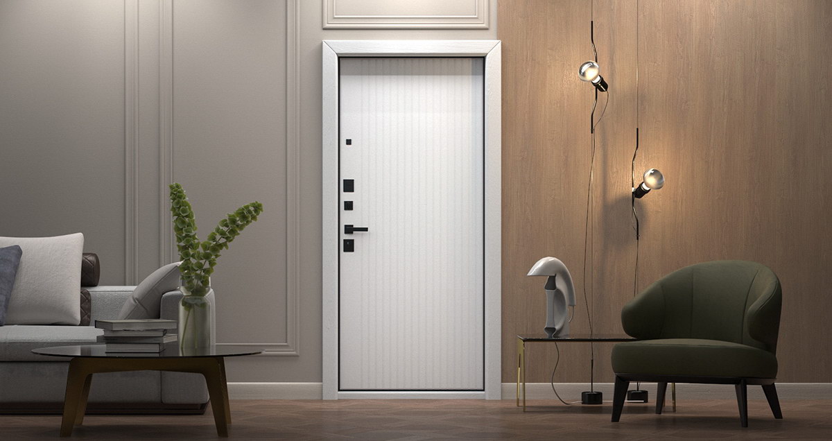 Входная дверь АСД "Velvet" (биометрический замок Smart lock Y12) Муар черный/Капучино