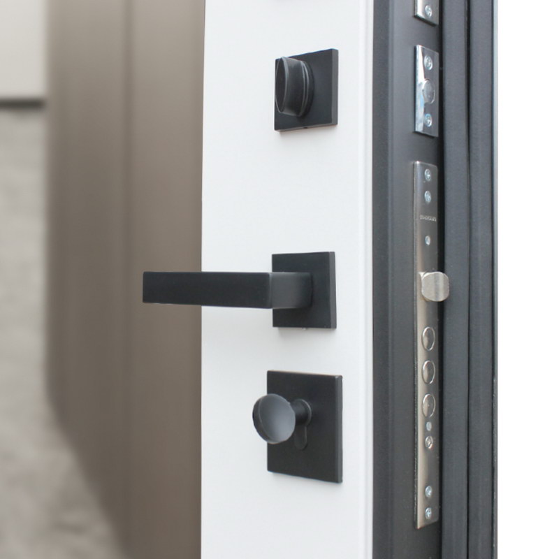 Входная дверь АСД "Velvet" с зеркалом (биометрический замок Smart lock К06) Муар черный/Капучино