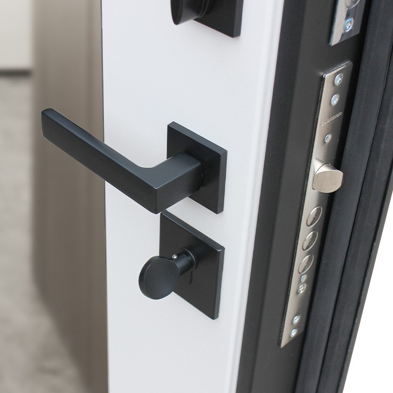 Входная дверь АСД "Velvet" с зеркалом (биометрический замок Smart lock К06) Муар черный/Капучино